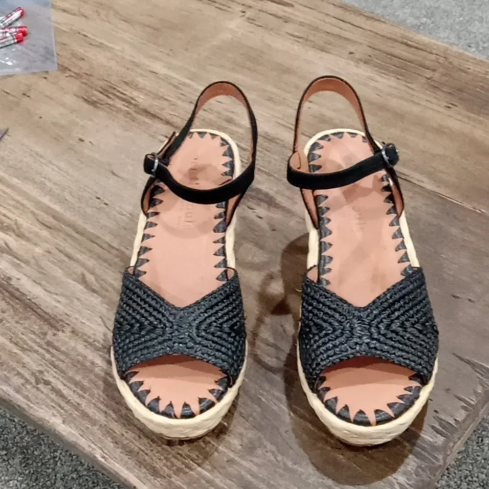 Gentle Souls Kenneth Cole Nomi Raffia Open Toe 3 1/2" Cork Wedge Size 7.5 NWT - Picture 5 of 8